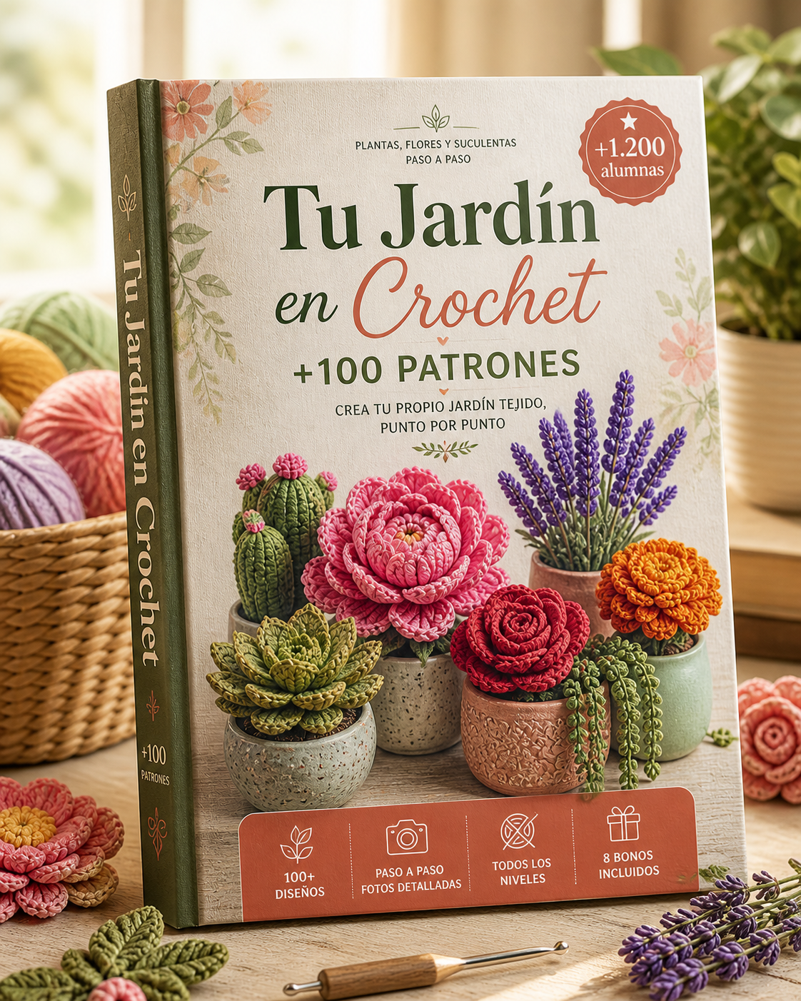 Tu Jardín en Crochet con 100 Patrones + 4 Bonus de Regalo 🎁